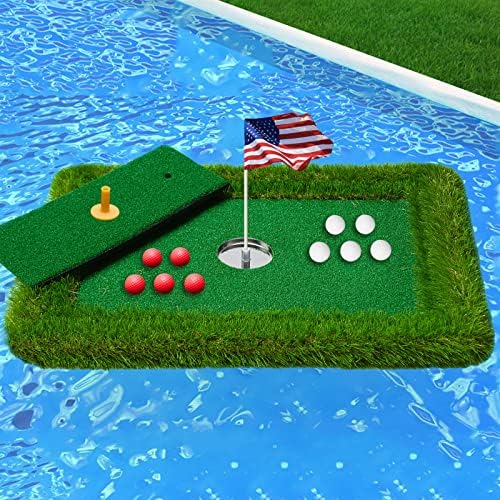 צף גולף ירוק עבור בריכה, צף סתתים ירוק, בריכת גולף דשא מחצלת סט למבוגרים חיצוני משחק - מושלם גולף מתנה עבור