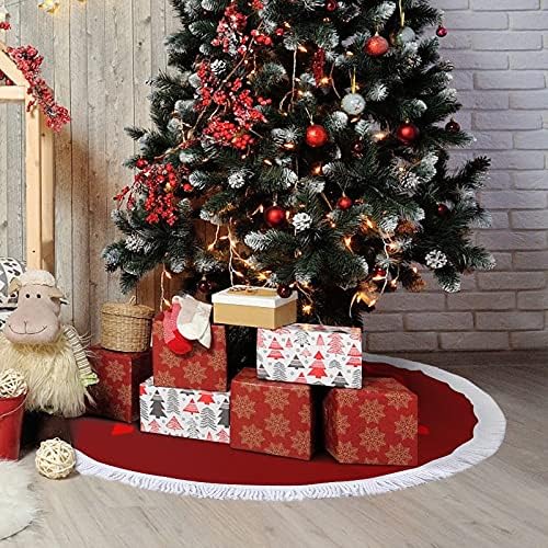אחות פעימות לבב אדום עץ חג המולד מחצלת חצאית עץ עץ עץ עם גדילים לקישוט חג המולד של מסיבת חג 48 x48