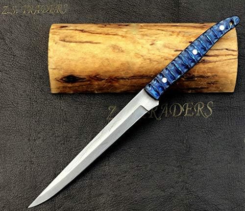 מותאם אישית בעבודת יד דמשק 11.5 סנטימטרים פילה סכין עם יפה פאקה עץ ידית
