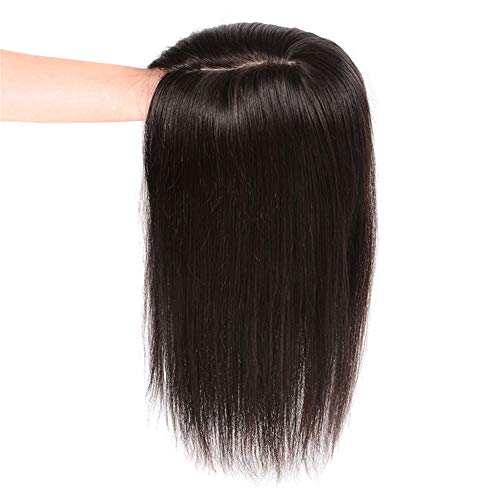 נשים קליפ אמיתי שיער טבעי טופר 5.5 איקס 5.5 משי בסיס גדול בסיס צילינדר פאה עבור דליל שיער, 14 טבעי שחור