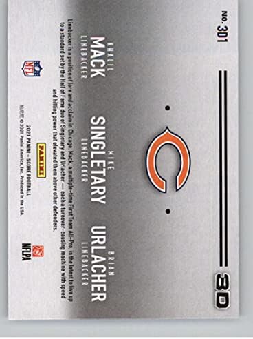 2021 ציון 3d 1 בריאן Urlacher/Khalil Mack/Mike Singletary Chicago Bears כרטיס מסחר בכדורגל NFL
