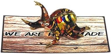 חיפושית קרנף בעבודת יד זכוכית אמנות מזכוכית מפוצצת באג/חרק/פסלון בעלי חיים - מס '3