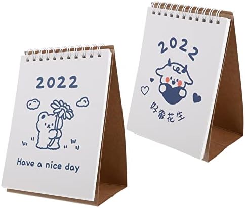 לוח השנה של Tofficu 2 PCS שולחן ספר קלנדאר עומד לוח השנה היצירה לוח השנה לוח השנה הסיני 365 לוח השנה