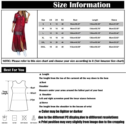 שמלה פלוס גודל, אופנה נשים מזדמנת רופפת רופפת סקסית שרוול ארוך כיס חולצה שמלת הדפס