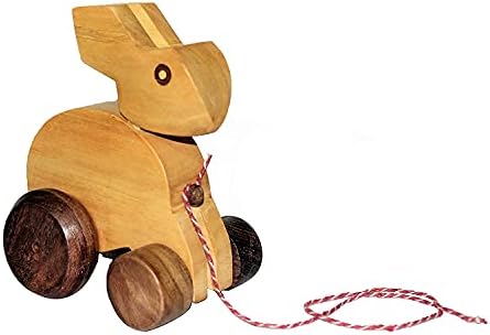 צעצוע מעץ של סרווין לילדים פעוט מושך לאורך צעצוע הטוב ביותר עבור ארנב קישוט שולחן שולחן הבית והמשרד