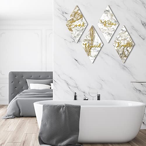 טאטו 4 חלקים בסגנון שיש בסגנון אמבטיה קיר תפאורה להירגע להשרות נושם נושם אמנות קיר שחור וזהב וינטג