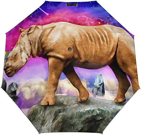 ציור שמן של פיל מטריה אוטומטית מטריה מתקפלת ניידת נגד אולטרה סגול עמיד למים ועמיד בפני רוח מטריות נסיעות