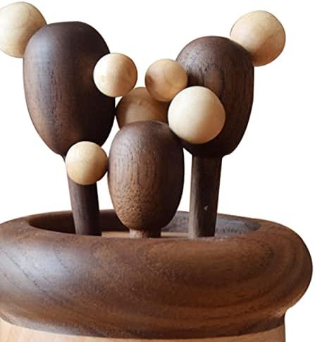 צ ' יאנלי עץ מזון מרים עץ פירות מזלג יצירתי כלי שולחן קישוט סלט מזלגות עץ מתאבן מזלגות עץ שיפוד עבור