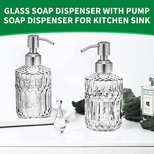 מתקן סבון זכוכית ברור עם משאבה לחדר אמבטיה, מתקן קרם משטח עם משאבת נירוסטה, בקבוק מתקן סבון יד למטבח למטבח