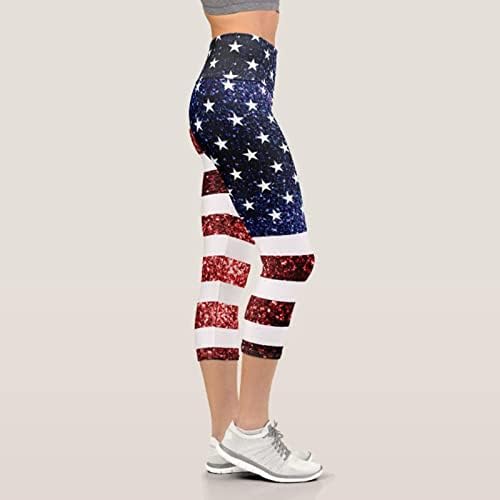 חותלות מותניים גבוהות לנשים נשר אמריקאי ללא מכנסי יוגה אתלטי-אתלטים 4 ביולי חותלות באורך מלא