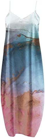 נשים שמלות קיץ בוהו מזדמן שמלת מקסי רופפת 2023 ספגטי רצועת שרוולים ללא שרוולים עניבה צבע דפסה שמלה