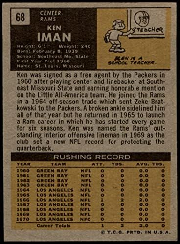 1971 Topps 68 Ken Iman Los Angeles Rams Ex/MT+ Rams Se Missouri St