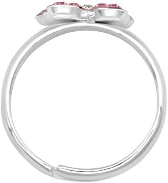 תכשיטי היפואלרגנית 925 סטרלינג כסף קריסטל פרפר טבעת מתכוונן גודל עבור בנות ונשים
