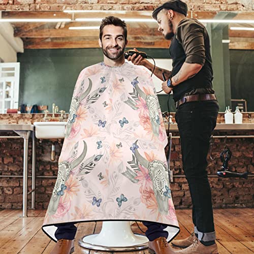 Visesunny Barber Cape גולגולת גולגולת שור פרח פוליאסטר שיער חיתוך שיער חיתוך סלון קייפ סינר אנטי-סטטי
