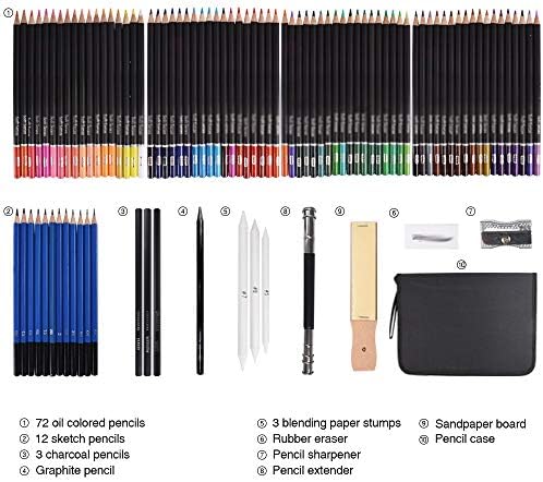 וולנוטה 95 יחידות עפרונות בצבע שמן סט רישום ליבה רכה אספקת אמנות מקצועית למבוגרים אמן ציור צביעה עם מארז נייד