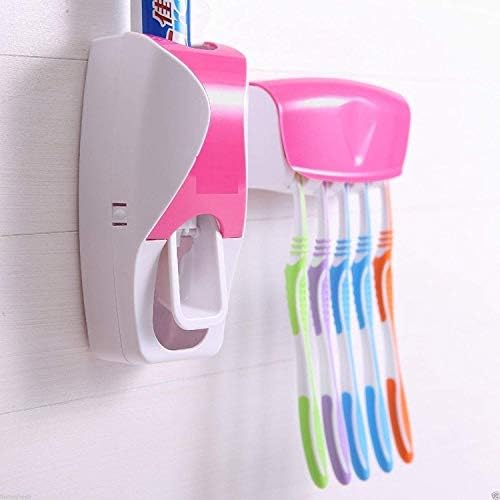 לברוס פלסטיק אוטומטי דיבורית קיר רכוב משחת שיניים מתקן מסחטת עם להסרה 5 חור מברשת שיניים מחזיק סטנדרטי