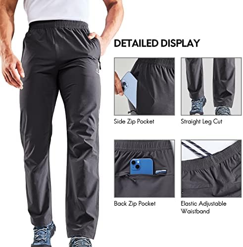 מכנסי מתיחת טיולים קלים לגברים של היימונט, מכנסי ניילון יבשים מהירים בחוץ עם כיסי רוכסן, עמידים בפני מים עד 50