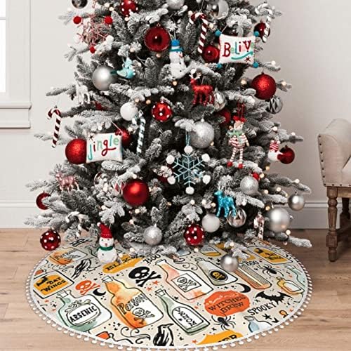 חצאית עץ חג המולד עם פום לקצץ וינטג '-ניפוח-ניירות-קישוטי בית חג המולד של חג המולד 48