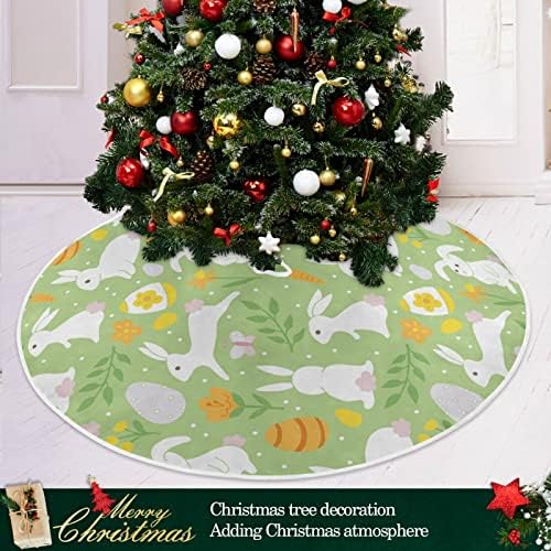 קישוט חצאית עץ חג המולד של Alaza, קישוט חצאית מיני עץ מיני קטן 35.4 אינץ 'עם ביצי ארנב ארנב לקישוטים