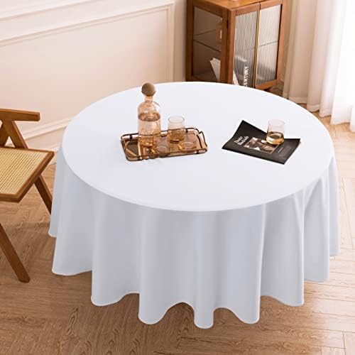 מפת שולחן עגולה לבנה של אוקוז - מפת שולחן עגולה בגודל 70 אינץ