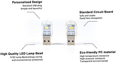 Pinsuzosy USB Light Light מנורת תקע נייד מיני USB מנורת תקע USB לבנק כוח קריר לבן 6 PCS USB Light Light