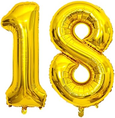 XLOOD מספר 18 בלונים 32 אינץ 'בלון דיגיטלי אלפבית 18 בלוני יום הולדת ספרה 18 בלוני הליום בלונים גדולים לאספקה