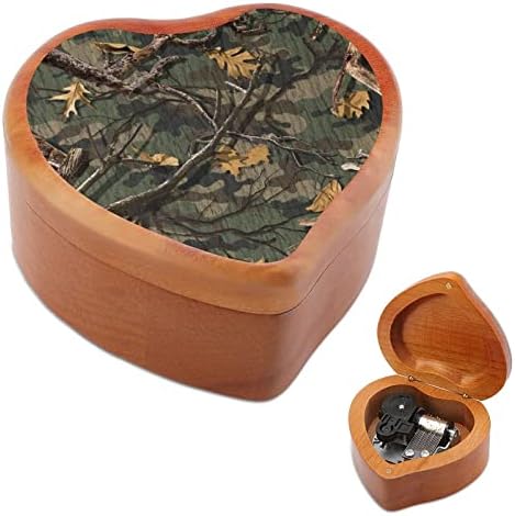 ציד ציד קופסא מוזיקת ​​עץ צורה בלב קופסאות מוזיקליות קופסאות עץ וינטג 'למתנה