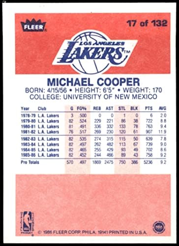 1986 Fleer 17 מייקל קופר לוס אנג'לס לייקרס NM/MT לייקרס ניו מקסיקו