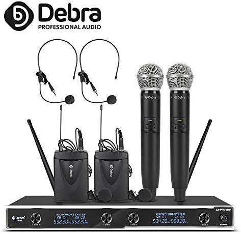 D Debra Audio D-440 !!! UHF 4-ערוצים מערכת מיקרופון אלחוטית עם 4 מיקרופונים אלחוטיים, סט KTV של