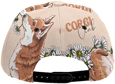 Wozukia מצחיק וולשי קורגי כלב יומי כובע כובע בייסבול חיצוני עם פרחי קמומיל CORGI CLUB CLUBTINGTING