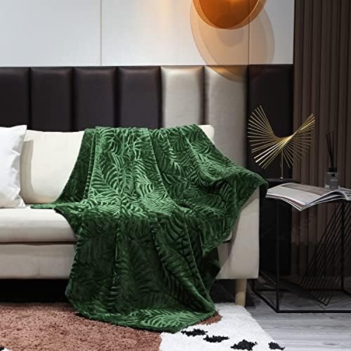 Sochow Super Flannel Fleece Fleece שמיכה, עלים חמים קלים משקל קלים שמיכת קטיפה מרקמת לספה ספה מיטה, 50 × 60 אינץ