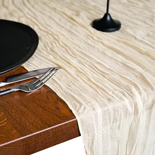 מתאר -4pcs 35''x120 '' רץ שולחן גבינה - רץ שולחן גזה - רץ שולחן בוהו עירום - רץ שולחן 10 רגל -