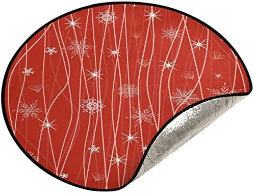 חצאיות עץ חג המולד Visesunny פתית שלג דפוס אדום עץ עץ מחצלת מגן על רצפת סופג עץ מעמד מחצלות מגש לפסטיבל עונתי