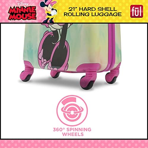 פול דיסני מיני מאוס 21 אינץ ' ילדים מתגלגל מזוודות, קשיח לשאת על מזוודה עם גלגלים, ורוד