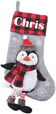 סגנון עול מגרבי חג מולד מותאמים אישית, מותאם אישית 17.7 L גרבי חג המולד קישוט ביתי, עץ חג המולד סנטה צבי שלג