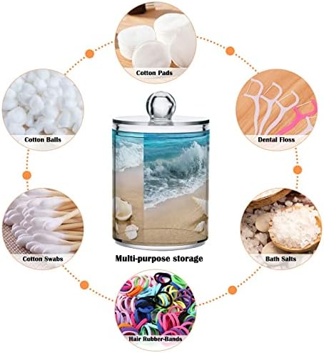 Innewgogo Starfish Shell Beach 2 חבילה כותנה מחזיק כדורי כותנה מארגן מתקן צנצנות אמבטיה מפלסטיק עם מכסים מיכל