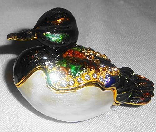 פסלון ברווז מנומר, פריטי אספנות, מתנות לחג המולד, קופסת תכשיט ברווז, קופסת תכשיטים ברווז