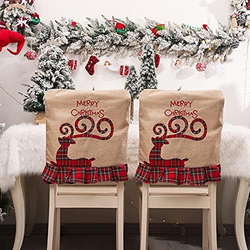 מתנות דקורטיביות נהדרות לחג המולד, כיסויי כיסא חג המולד, סט של 2 כיסא כיסא כיסאות כיס