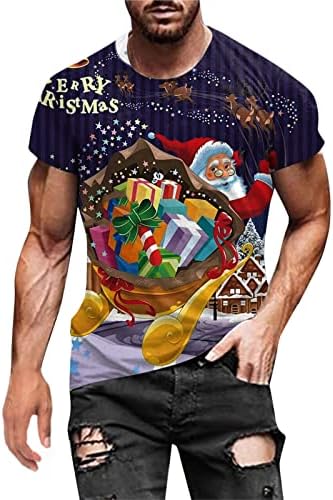 חולצות טריקו של שרוול קצר של Zddo Solider, חג המולד מצחיק סנטה קלאוס הדפס אימון אתלטי מצויד צמרות