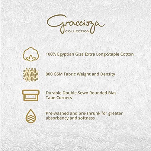 מגבות אגואיסטים של גרצ'יזה בד שטיפה, כותנה של גיזה מצרית 800 GSM - גוף אלגנטי ופנים מגבות יוקרה מגבות