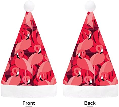 ורוד פלמינגו עם עלים דקל חג המולד כובע סנטה כובע מצחיק חג המולד כובעי חג מסיבת כובעי עבור נשים / גברים