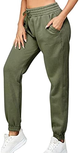 מכנסי טרנינג של IUUI לנשים - צמר מותניים מוערך גבוה ריצות נשים עם מכנסי טרקלין לכיסים לריצת אימון