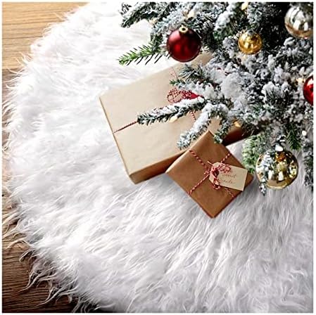 לילילי לבן חג המולד עץ עץ שטיח עץ חג המולד חצאית קטיפה דמוי פרווה קישוטי עץ חג מולד שמח קישוט