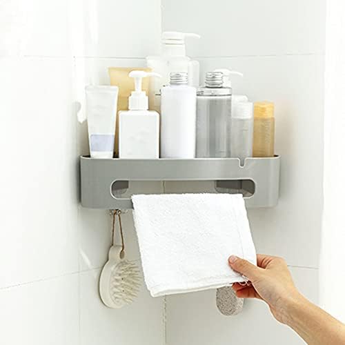 מדף אמבטיה של Baisitejia, מחזיק מקלחת משולש קיר רכוב ABS ללא אגרוף נטול אגרוף עצמי מתלה לאחסון פינת