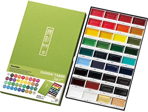 סט צבעי מים 36 צבעי מים של קורטקה גנסאי טמבי, בעבודת יד, צבעי פיגמנט באיכות מקצועית לאמנים ובעלי מלאכה,