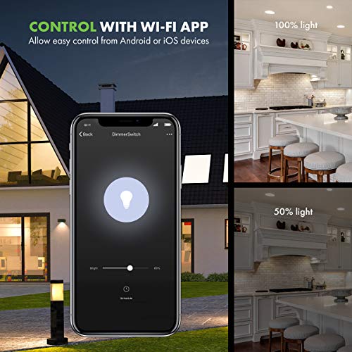 TopGreener Smart Wi-Fi Dimmer Switch, תאורה עמומה מכל מקום, התקנה בקיר, עמוד יחיד, חוט ניטרלי נדרש, תואם ל- Alexa