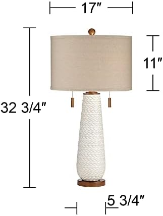 פוסיני אירו עיצוב קינגסטון אמצע המאה מודרני שולחן מנורות 32 3/4 גבוה סט של 2 לבן מרקם קרמיקה אפור חום תוף צל דקור