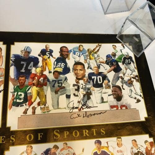 גיבורי סופר של ספורט חתמו על צילום גדול 19 סיגים עם ג'ים בראון וארני בנקס - תמונות NFL עם חתימה