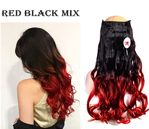 ריצפריים האחרון אופנה נשים שיער הארכת 28 אינץ ארוך אדום שחור לערבב מתולתל שיער הארכת עבור להוסיף
