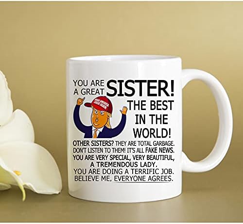 טראמפ אחות מתנות אחיות-אתה נהדר אחות טראמפ קפה ספלי - אחות קפה ספלי לנשים מפני אחות אח, אמהות יום הולדת או